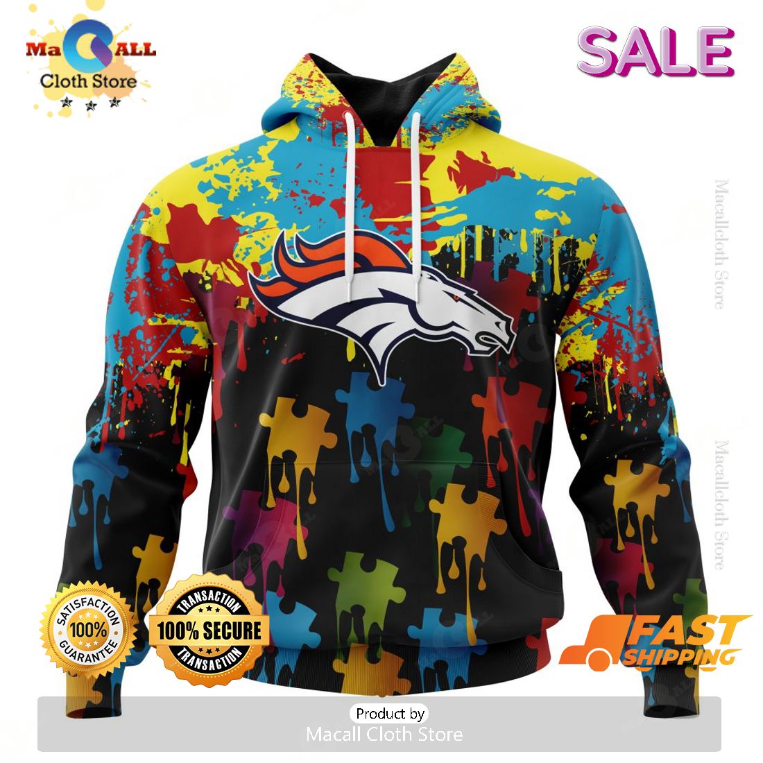 Personalized NFL Denver Broncos Special Autism Awareness Gradient Zip Hoodie, Sweatshirt 3D Personalized NFL Denver Broncos Special Autism Awareness Gradient Zip Hoodie, Sweatshirt 3D