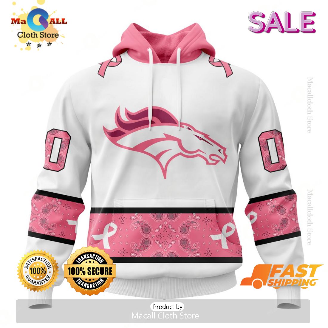 Personalized NFL Denver Broncos Special White Design Fight Breast Cancer Zip Hoodie, Sweatshirt 3D Personalized NFL Denver Broncos Special White Design Fight Breast Cancer Zip Hoodie, Sweatshirt 3D