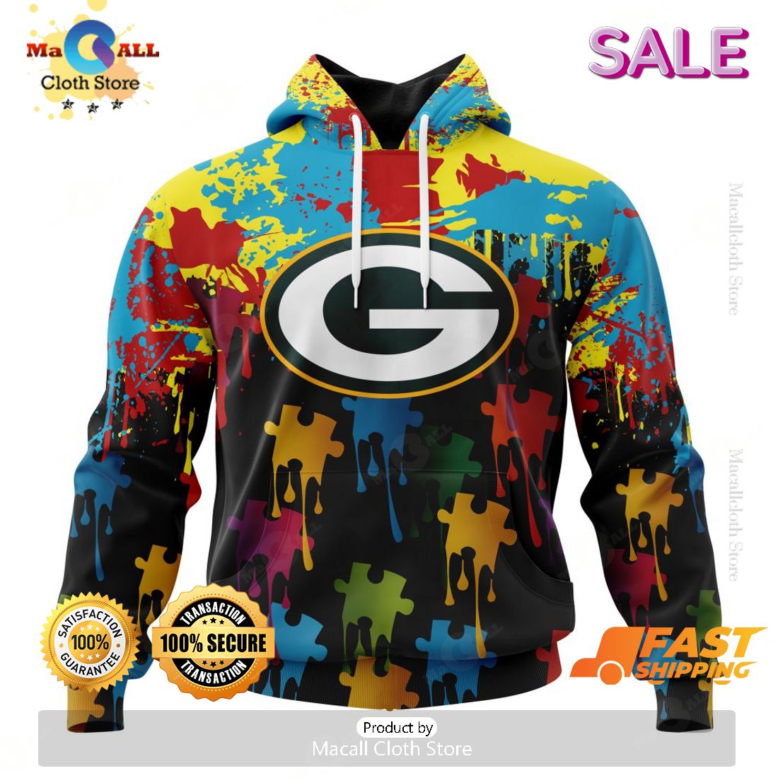 Personalized NFL Green Bay Packers Special Autism Awareness Gradient Zip Hoodie, Sweatshirt 3D Personalized NFL Green Bay Packers Special Autism Awareness Gradient Zip Hoodie, Sweatshirt 3D