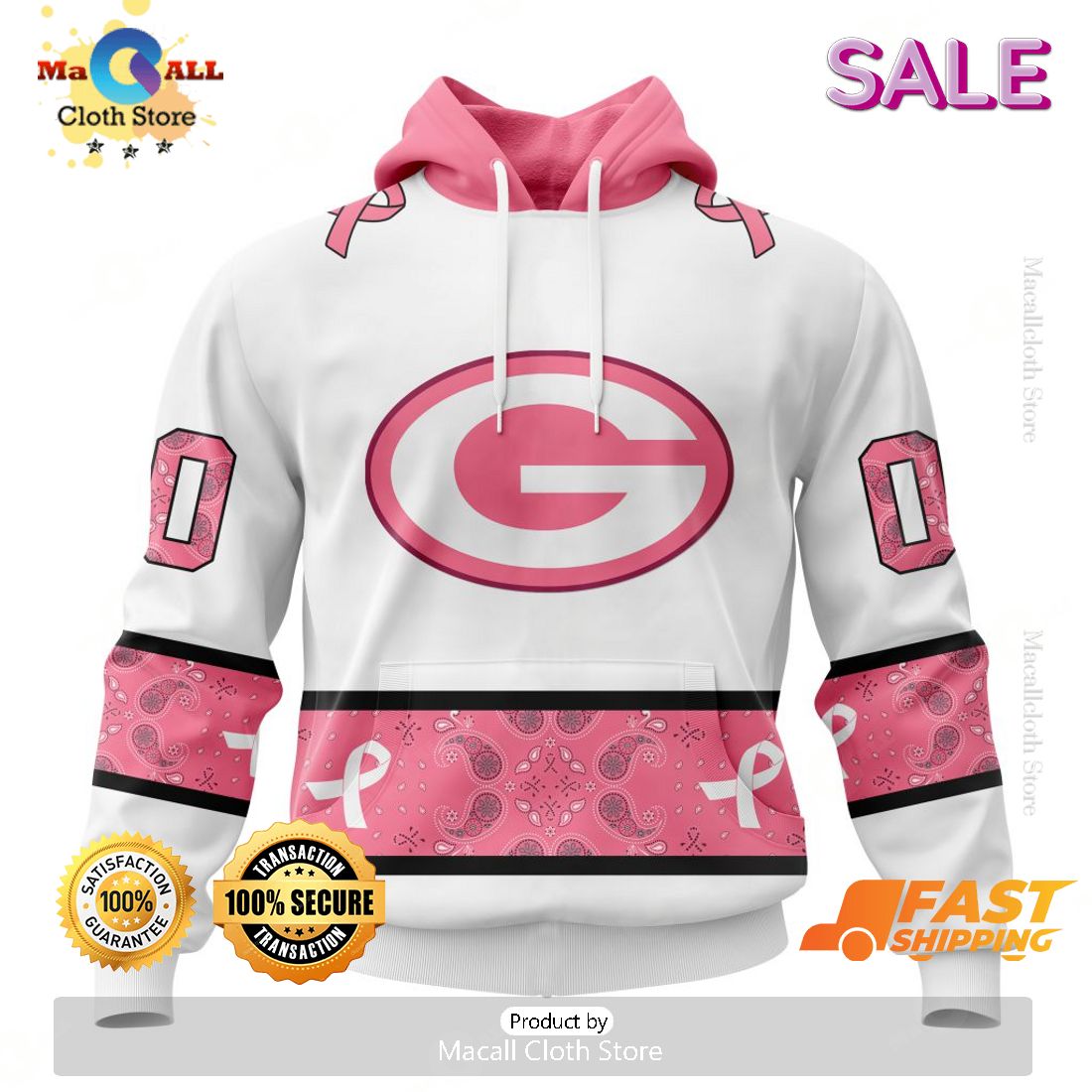 Personalized NFL Green Bay Packers Special White Design Fight Breast Cancer Zip Hoodie, Sweatshirt 3D Personalized NFL Green Bay Packers Special White Design Fight Breast Cancer Zip Hoodie, Sweatshirt 3D