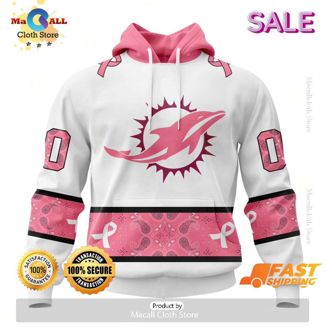 Personalized NFL Miami Dolphins Special White Design Fight Breast Cancer Zip Hoodie, Sweatshirt 3D Personalized NFL Miami Dolphins Special White Design Fight Breast Cancer Zip Hoodie, Sweatshirt 3D