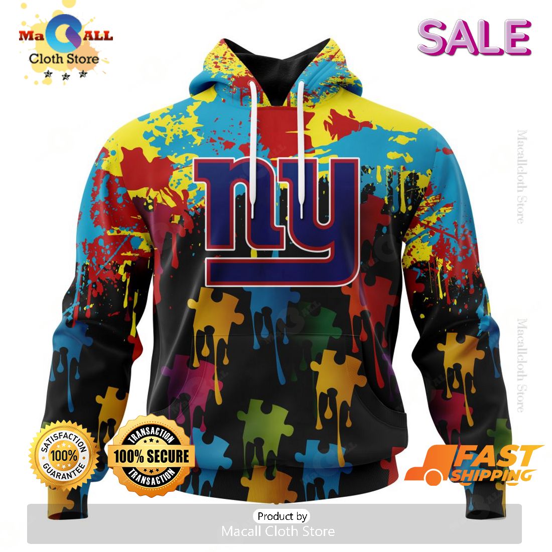 Personalized NFL New York Giants Special Autism Awareness Gradient Zip Hoodie, Sweatshirt 3D Personalized NFL New York Giants Special Autism Awareness Gradient Zip Hoodie, Sweatshirt 3D