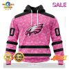 Personalized NFL Philadelphia Eagles Special White Design Fight Breast Cancer Zip Hoodie, Sweatshirt 3D