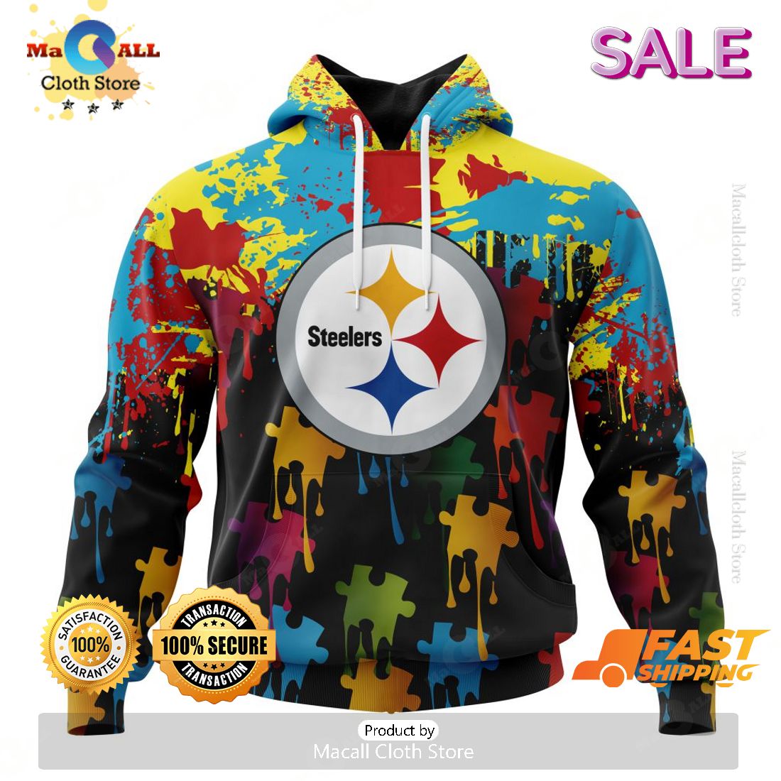 Personalized NFL Pittsburgh Steelers Special Autism Awareness Gradient Zip Hoodie, Sweatshirt 3D Personalized NFL Pittsburgh Steelers Special Autism Awareness Gradient Zip Hoodie, Sweatshirt 3D
