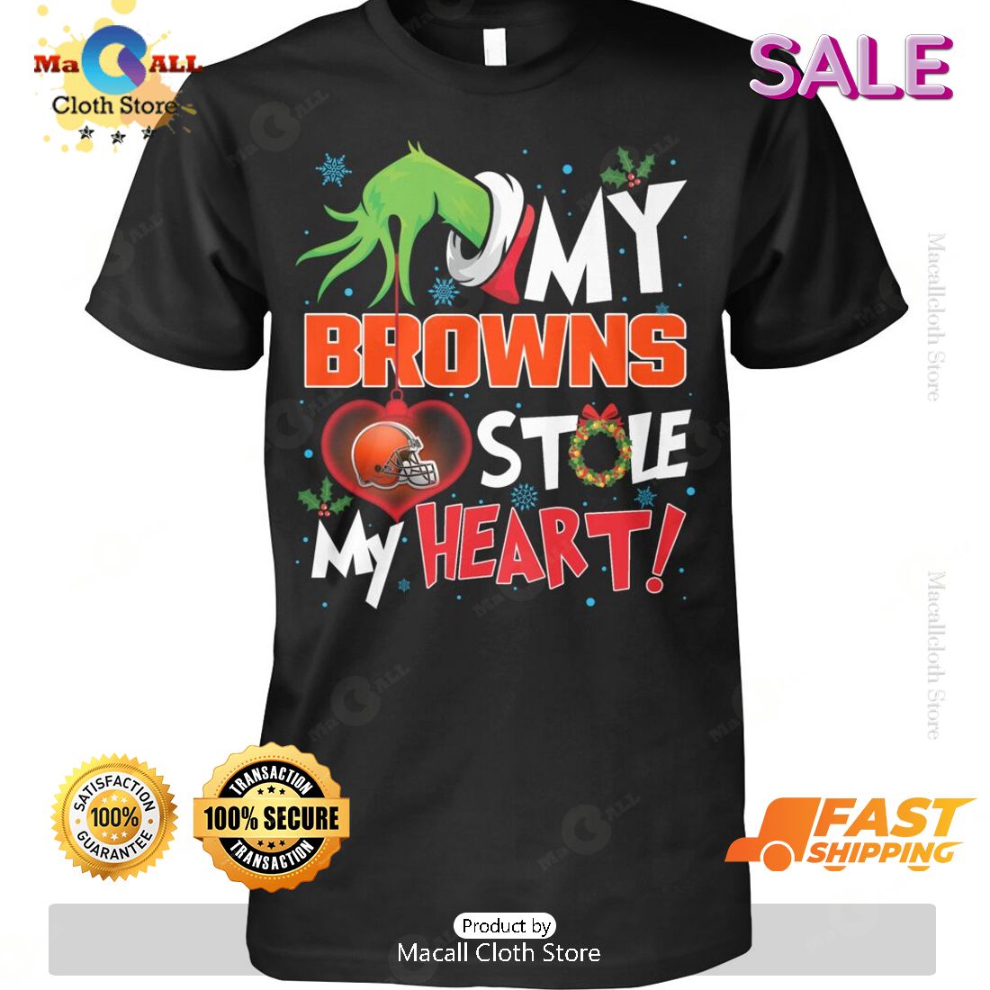 HOT Grinch My Cleveland Browns Stole My Heart Football T-Shirt HOT Grinch My Cleveland Browns Stole My Heart Football T-Shirt