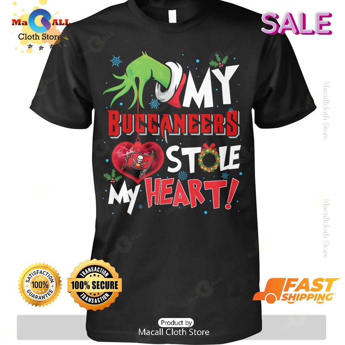 HOT Grinch My Tampa Bay Buccaneers Stole My Heart Football T-Shirt HOT Grinch My Tampa Bay Buccaneers Stole My Heart Football T-Shirt