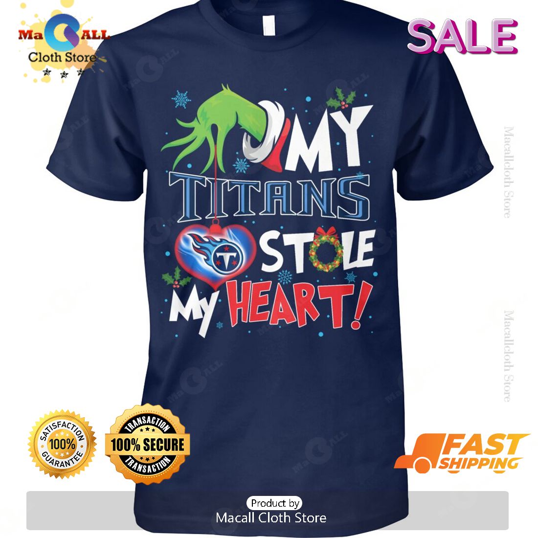 HOT Grinch My Tennessee Titans Stole My Heart Football T-Shirt HOT Grinch My Tennessee Titans Stole My Heart Football T-Shirt