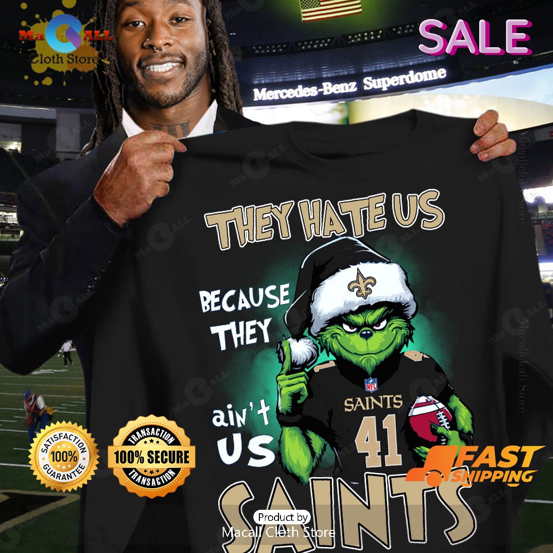 HOT The Grinch They Hate Us Because Ain't Us Saints Unisex T-Shirt HOT The Grinch They Hate Us Because Ain't Us Saints Unisex T-Shirt