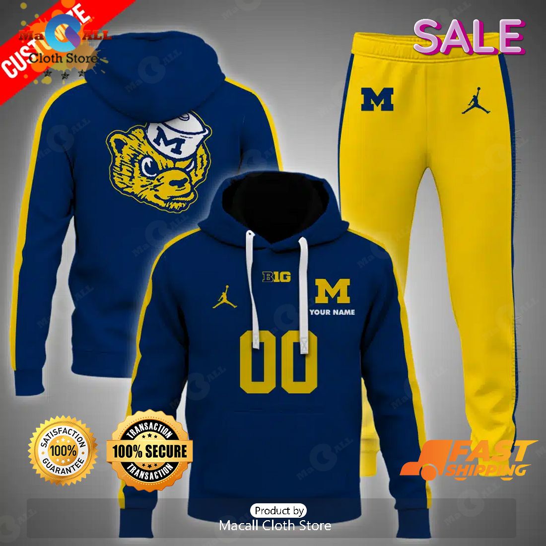 NCAA Michigan Wolverines Personalize Football Red Version Hoodie 3D NCAA Michigan Wolverines Personalize Football Red Version Hoodie 3D