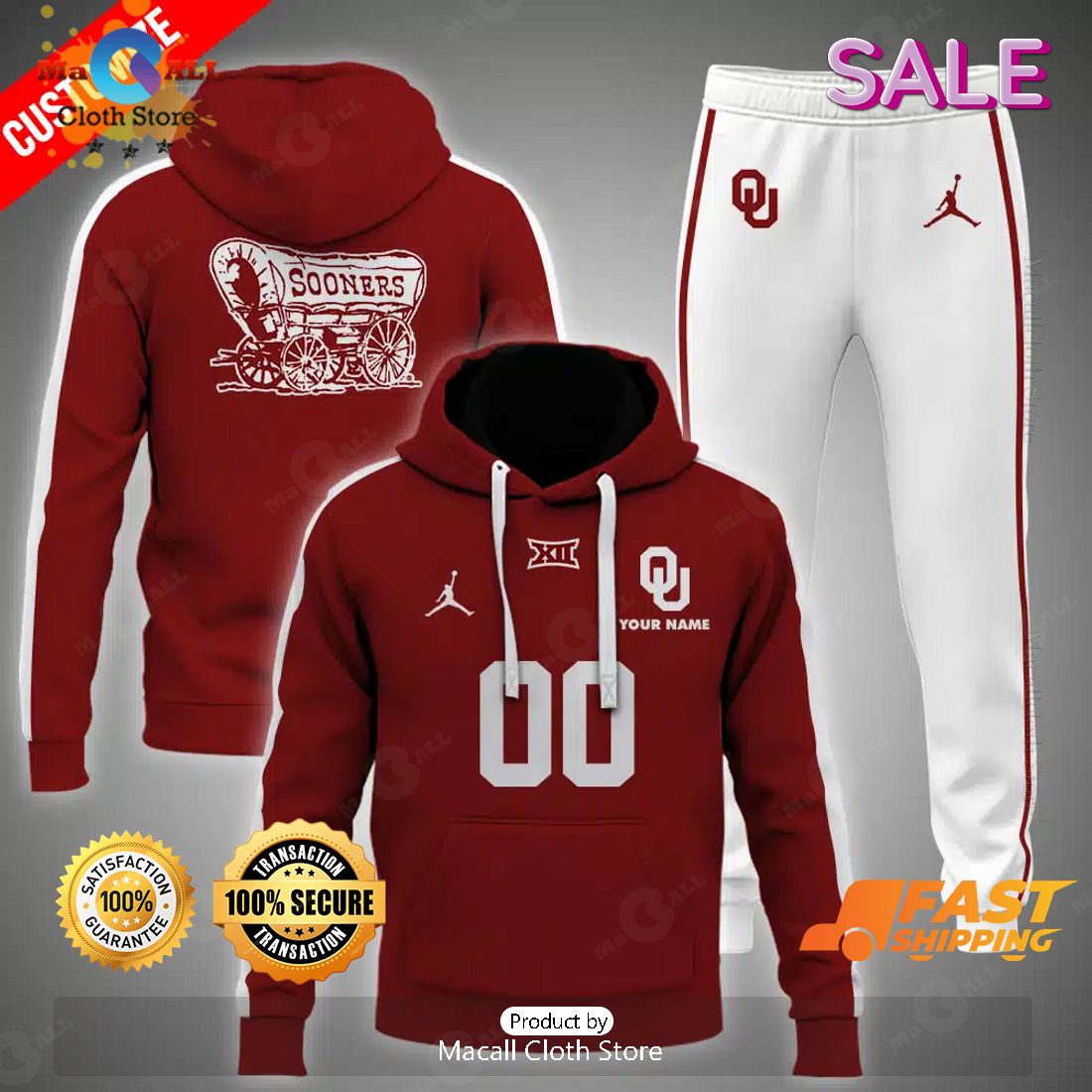 NCAA Oklahoma Sooners Personalize Football Red Version Hoodie 3D NCAA Oklahoma Sooners Personalize Football Red Version Hoodie 3D