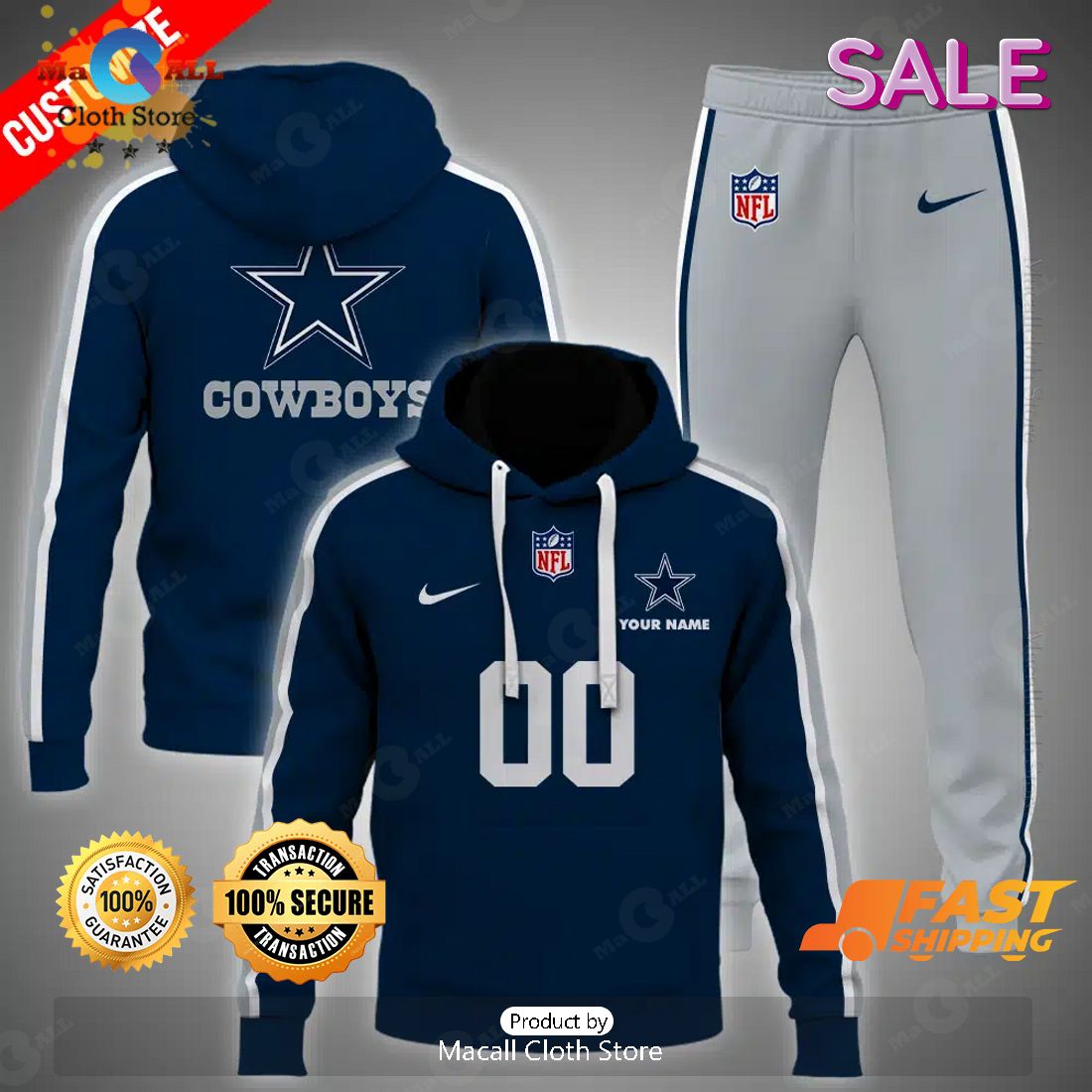 NFL Dallas Cowboys Personalize Football Navy Version Hoodie 3D NFL Dallas Cowboys Personalize Football Navy Version Hoodie 3D