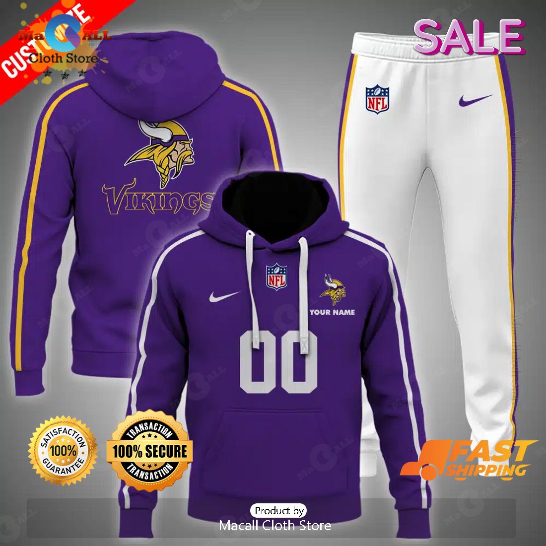 NFL Minnesota Vikings Personalize Football Version Hoodie 3D