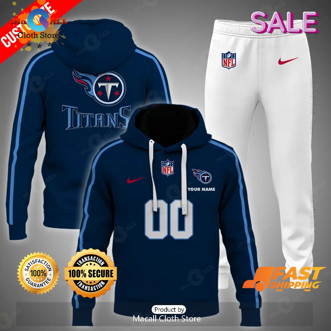 NFL Tennessee Titans Personalize Football Blue Version Hoodie 3D NFL Tennessee Titans Personalize Football Blue Version Hoodie 3D