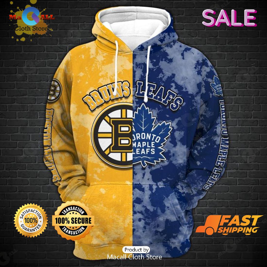 Boston Bruins x Toronto Maple Leafs Special House Divided Hoodie 3D Boston Bruins x Toronto Maple Leafs Special House Divided Hoodie 3D