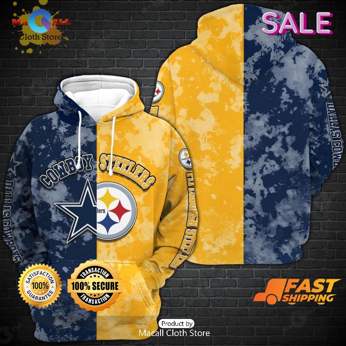 Dallas Cowboys x Pittsburgh Steelers Special House Divided Hoodie 3D Dallas Cowboys x Pittsburgh Steelers Special House Divided Hoodie 3D