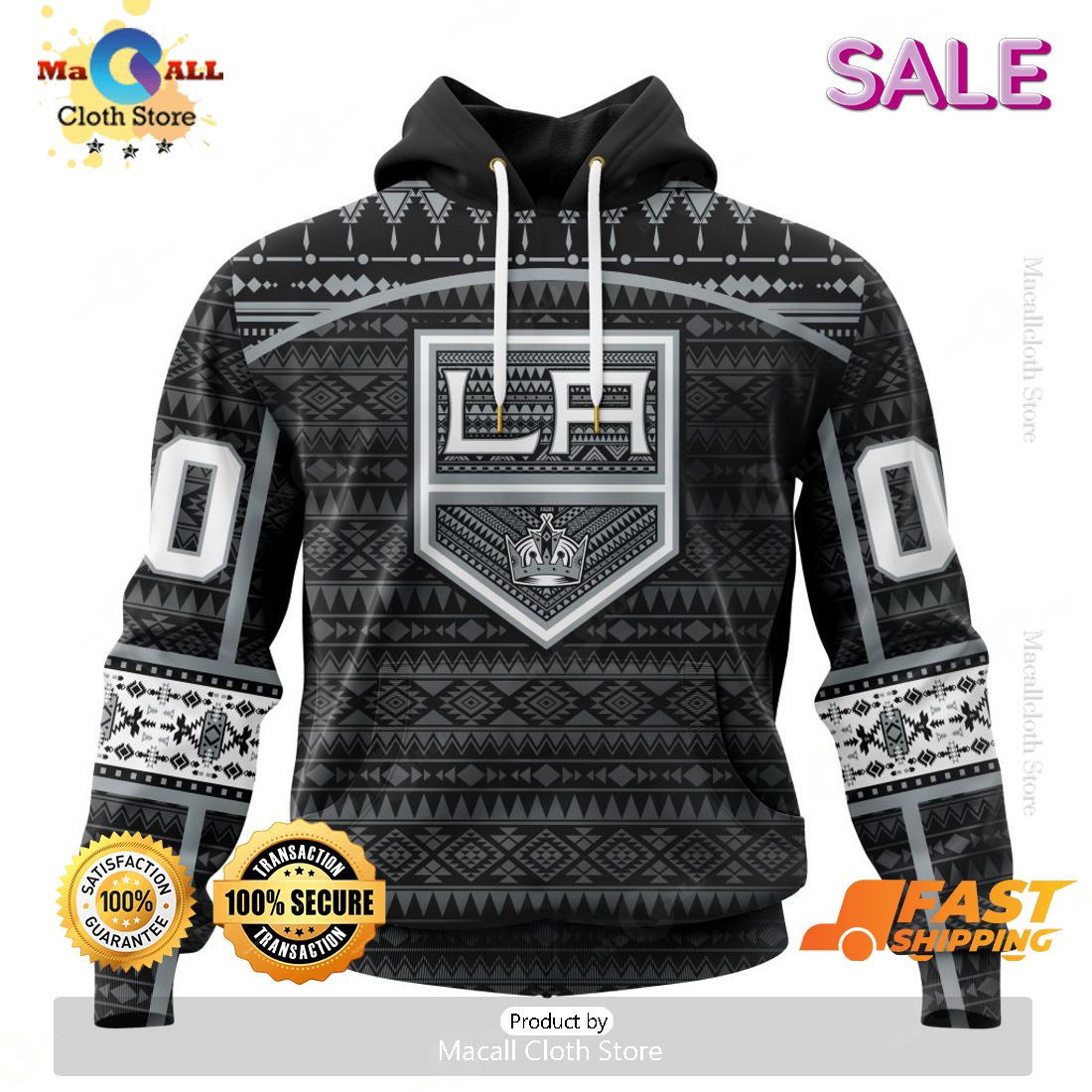 NHL Los Angeles Kings Special Design With Native Pattern Hoodie 3D NHL Los Angeles Kings Special Design With Native Pattern Hoodie 3D