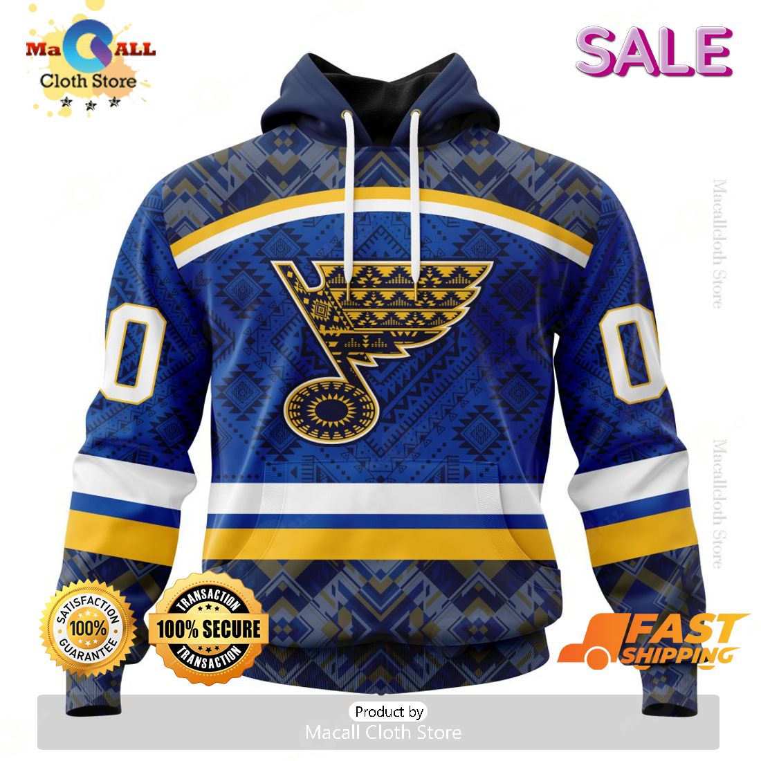 NHL St. Louis Blues Special Design With Native Pattern Hoodie 3D NHL St. Louis Blues Special Design With Native Pattern Hoodie 3D