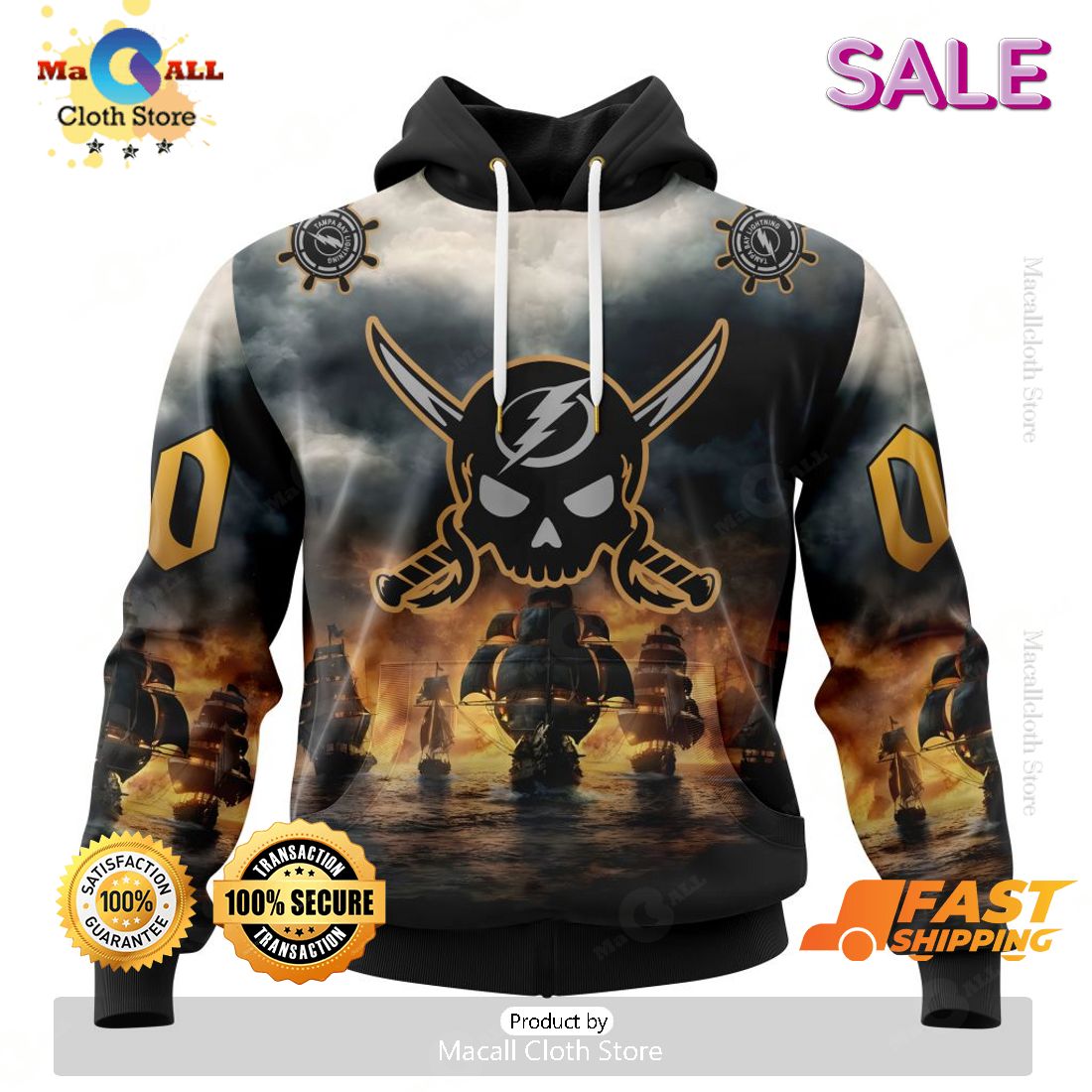 NHL Tampa Bay Lightning Special Gasparilla Design Hoodie 3D NHL Tampa Bay Lightning Special Gasparilla Design Hoodie 3D