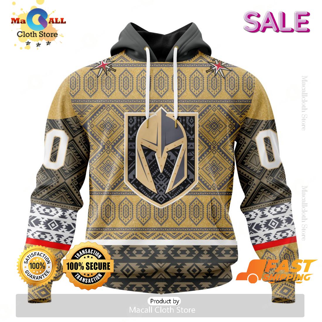 NHL Vegas Golden Knights Special Design With Native Pattern Hoodie 3D NHL Vegas Golden Knights Special Design With Native Pattern Hoodie 3D