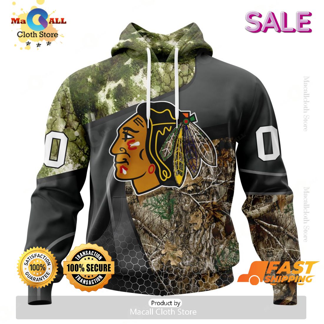Personalized NHL Chicago Blackhawks Special Hunting Camo Design Hoodie 3D Personalized NHL Chicago Blackhawks Special Hunting Camo Design Hoodie 3D
