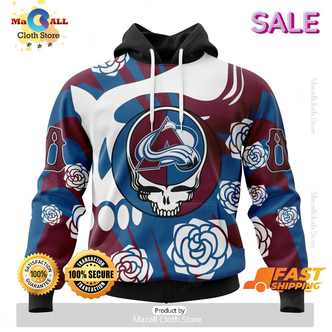 Personalized NHL Colorado Avalanche Special Grateful Dead Hoodie 3D Personalized NHL Colorado Avalanche Special Grateful Dead Hoodie 3D