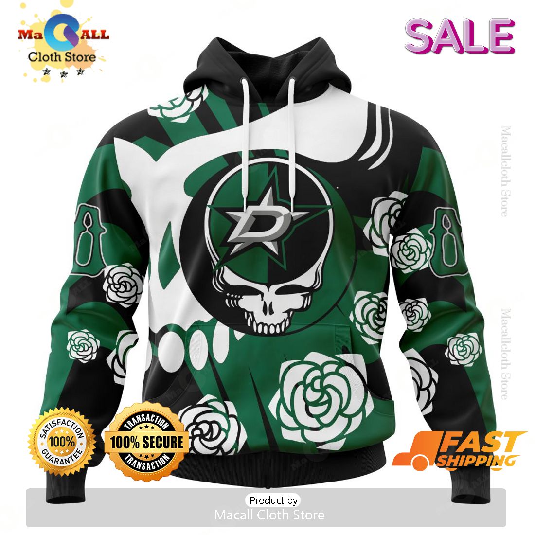 Personalized NHL Dallas Stars Special Grateful Dead Hoodie 3D Personalized NHL Dallas Stars Special Grateful Dead Hoodie 3D