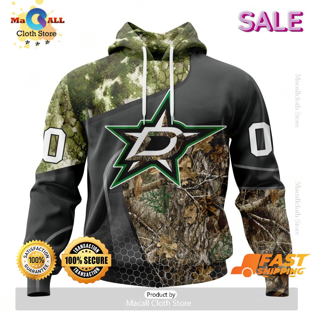 Personalized NHL Dallas Stars Special Hunting Camo Design Hoodie 3D Personalized NHL Dallas Stars Special Hunting Camo Design Hoodie 3D