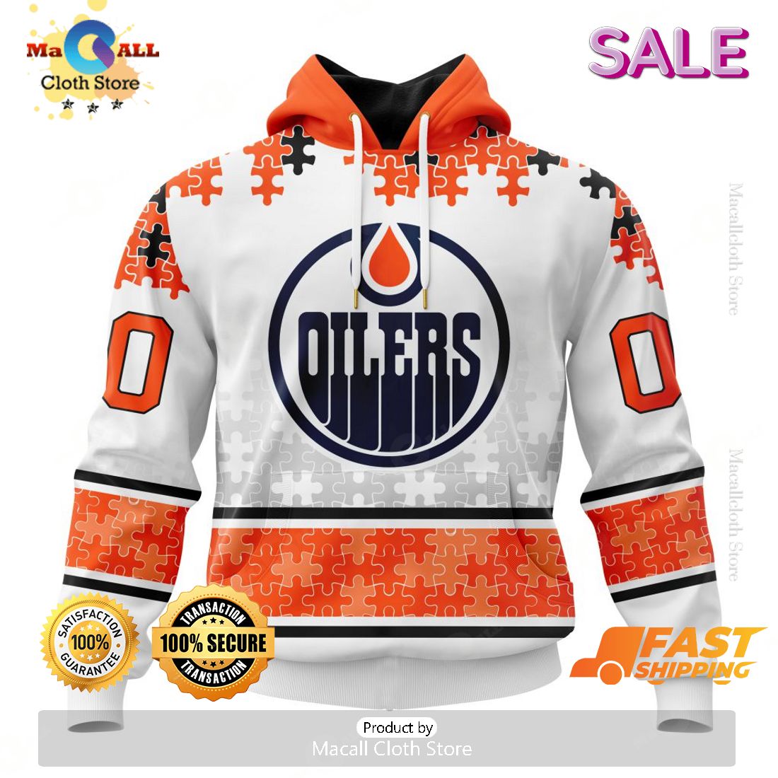 Personalized NHL Edmonton Oilers Special Autism Awareness Hoodie 3D Personalized NHL Edmonton Oilers Special Autism Awareness Hoodie 3D