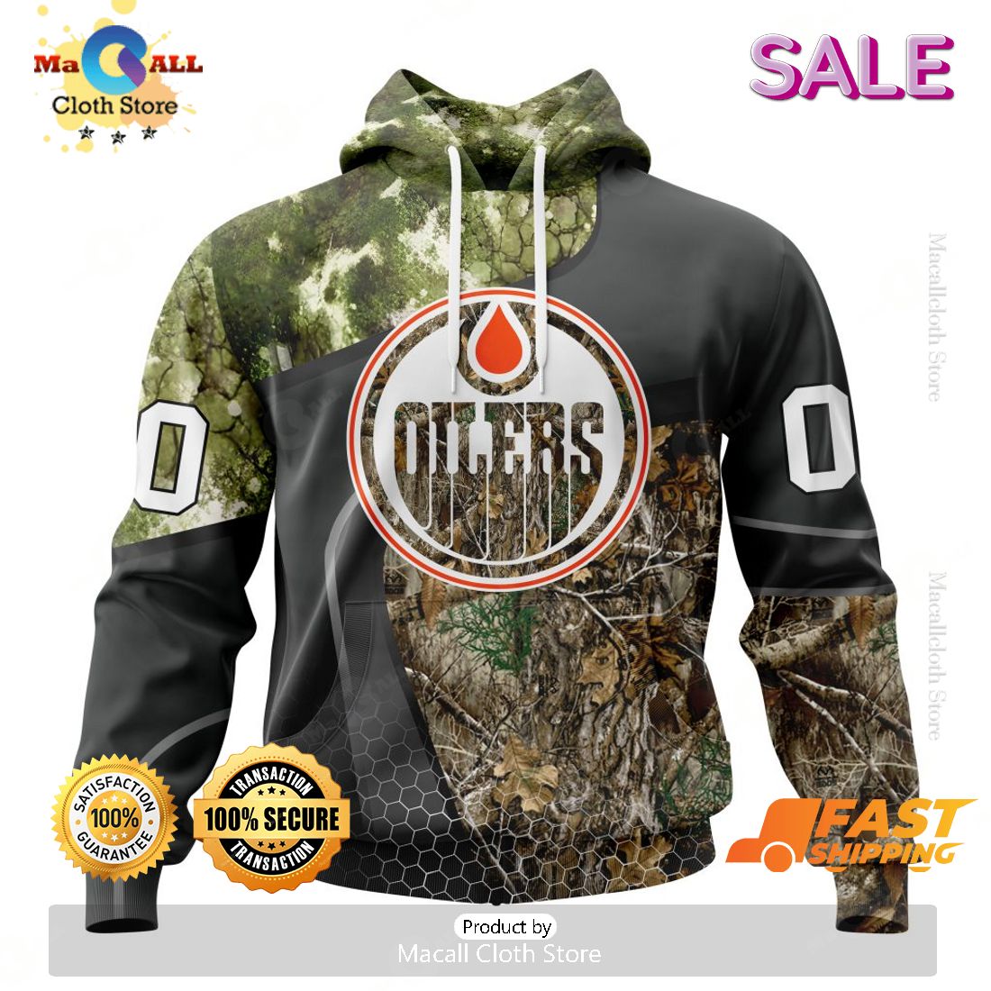Personalized NHL Edmonton Oilers Special Hunting Camo Design Hoodie 3D Personalized NHL Edmonton Oilers Special Hunting Camo Design Hoodie 3D