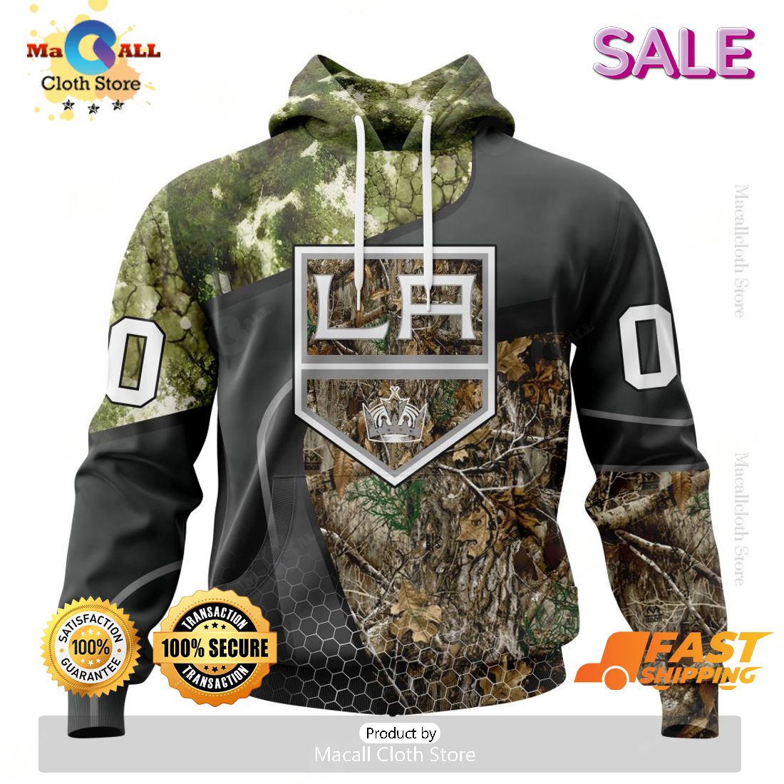 Personalized NHL Los Angeles Kings Special Hunting Camo Design Hoodie 3D Personalized NHL Los Angeles Kings Special Hunting Camo Design Hoodie 3D