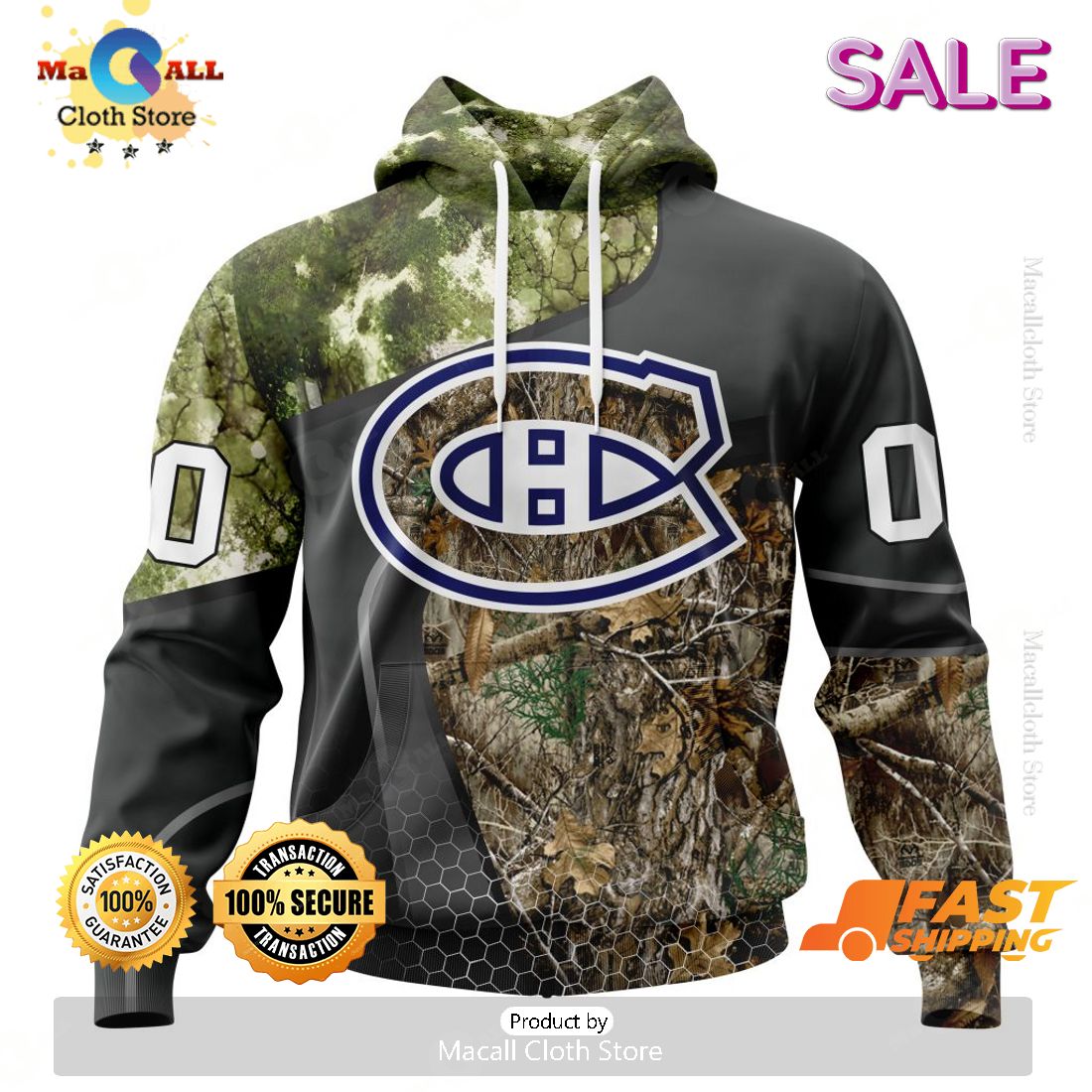 Personalized NHL Montreal Canadiens Special Hunting Camo Design Hoodie 3D