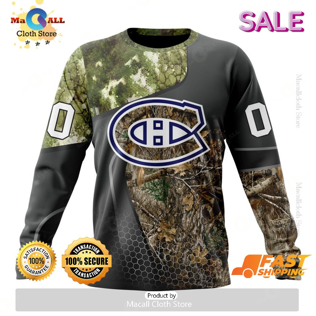 Personalized NHL Montreal Canadiens Special Hunting Camo Design Hoodie 3D Personalized NHL Montreal Canadiens Special Hunting Camo Design Hoodie 3D