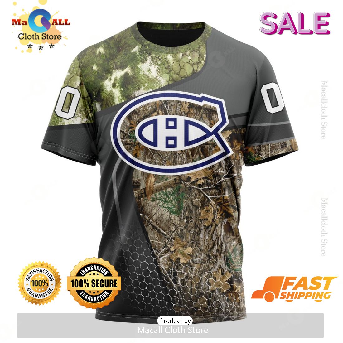 Personalized NHL Montreal Canadiens Special Hunting Camo Design Hoodie 3D Personalized NHL Montreal Canadiens Special Hunting Camo Design Hoodie 3D