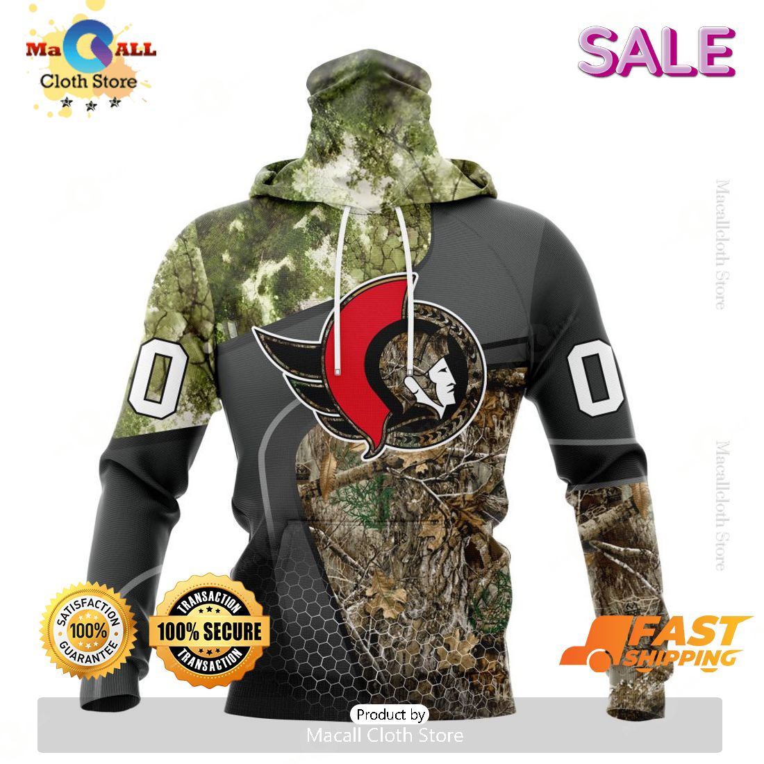 Personalized NHL Ottawa Senators Special Hunting Camo Design Hoodie 3D Personalized NHL Ottawa Senators Special Hunting Camo Design Hoodie 3D