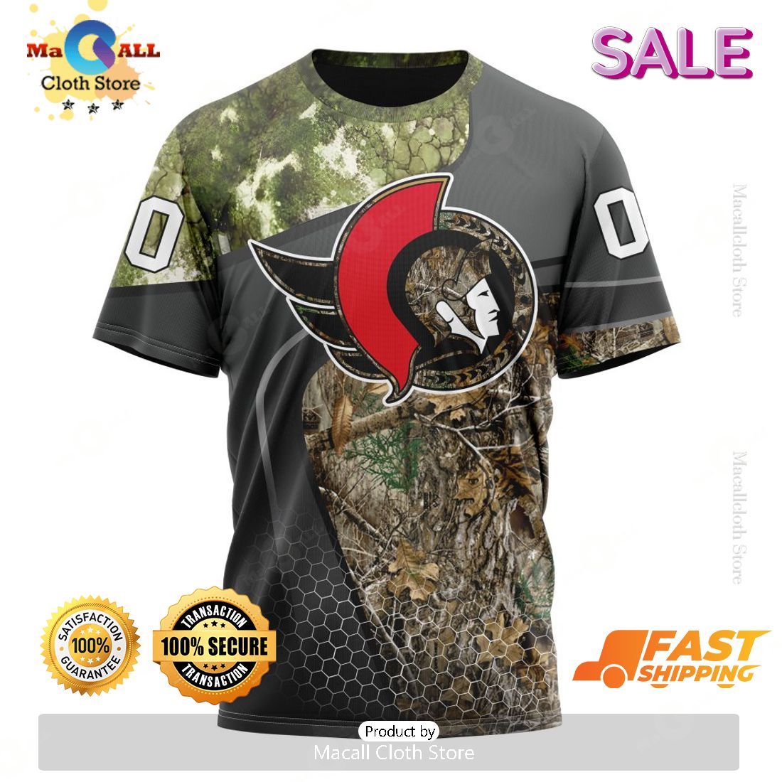 Personalized NHL Ottawa Senators Special Hunting Camo Design Hoodie 3D Personalized NHL Ottawa Senators Special Hunting Camo Design Hoodie 3D