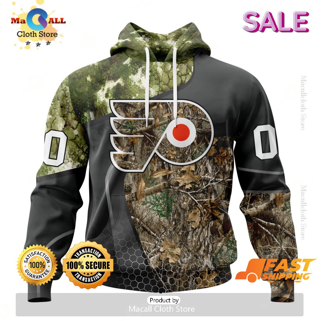 Personalized NHL Philadelphia Flyers Special Hunting Camo Design Hoodie 3D