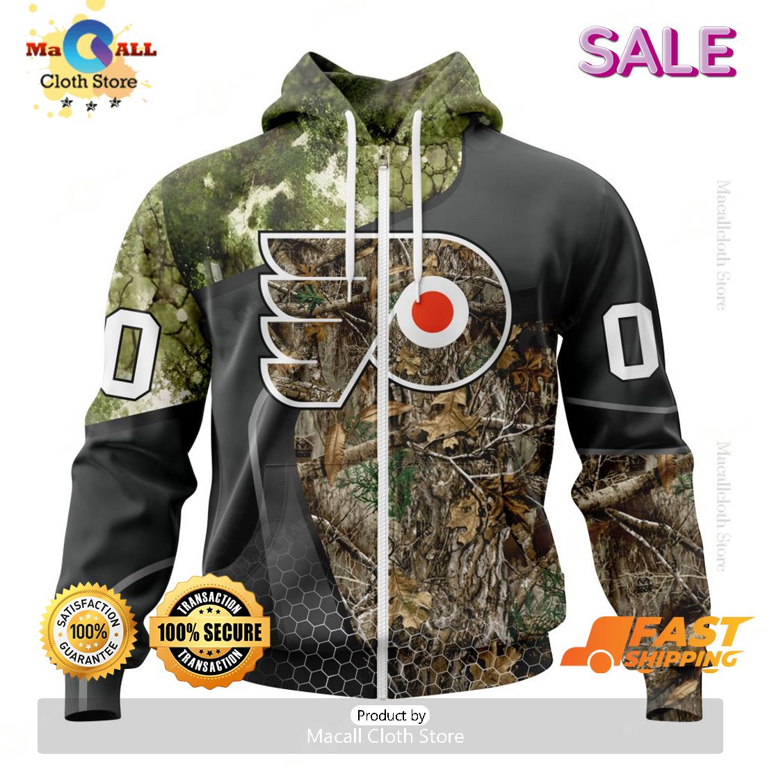 Personalized NHL Philadelphia Flyers Special Hunting Camo Design Hoodie 3D