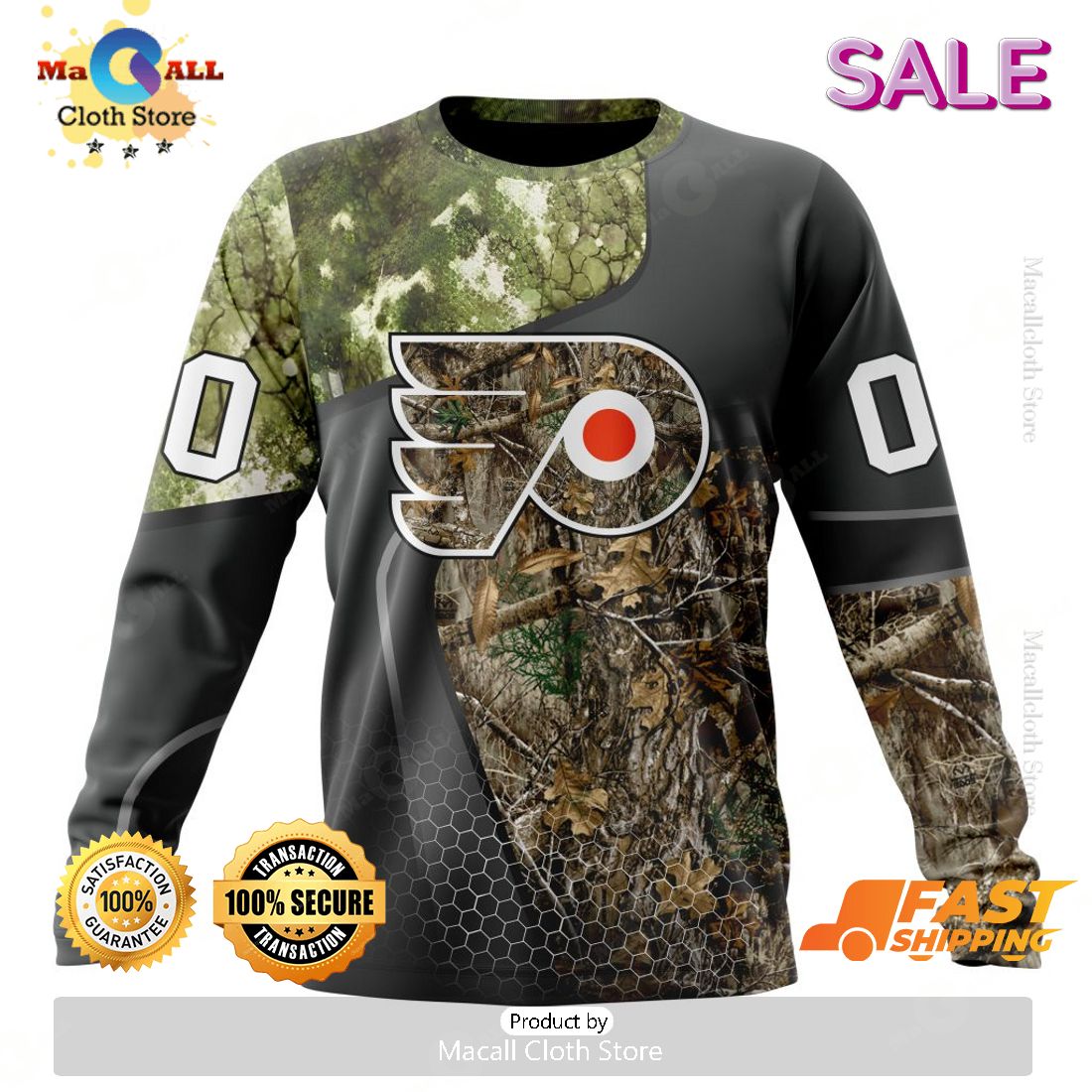 Personalized NHL Philadelphia Flyers Special Hunting Camo Design Hoodie 3D Personalized NHL Philadelphia Flyers Special Hunting Camo Design Hoodie 3D