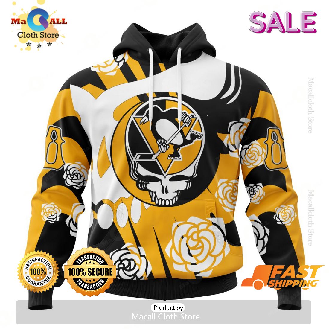 Personalized NHL Pittsburgh Penguins Special Grateful Dead Hoodie 3D Personalized NHL Pittsburgh Penguins Special Grateful Dead Hoodie 3D