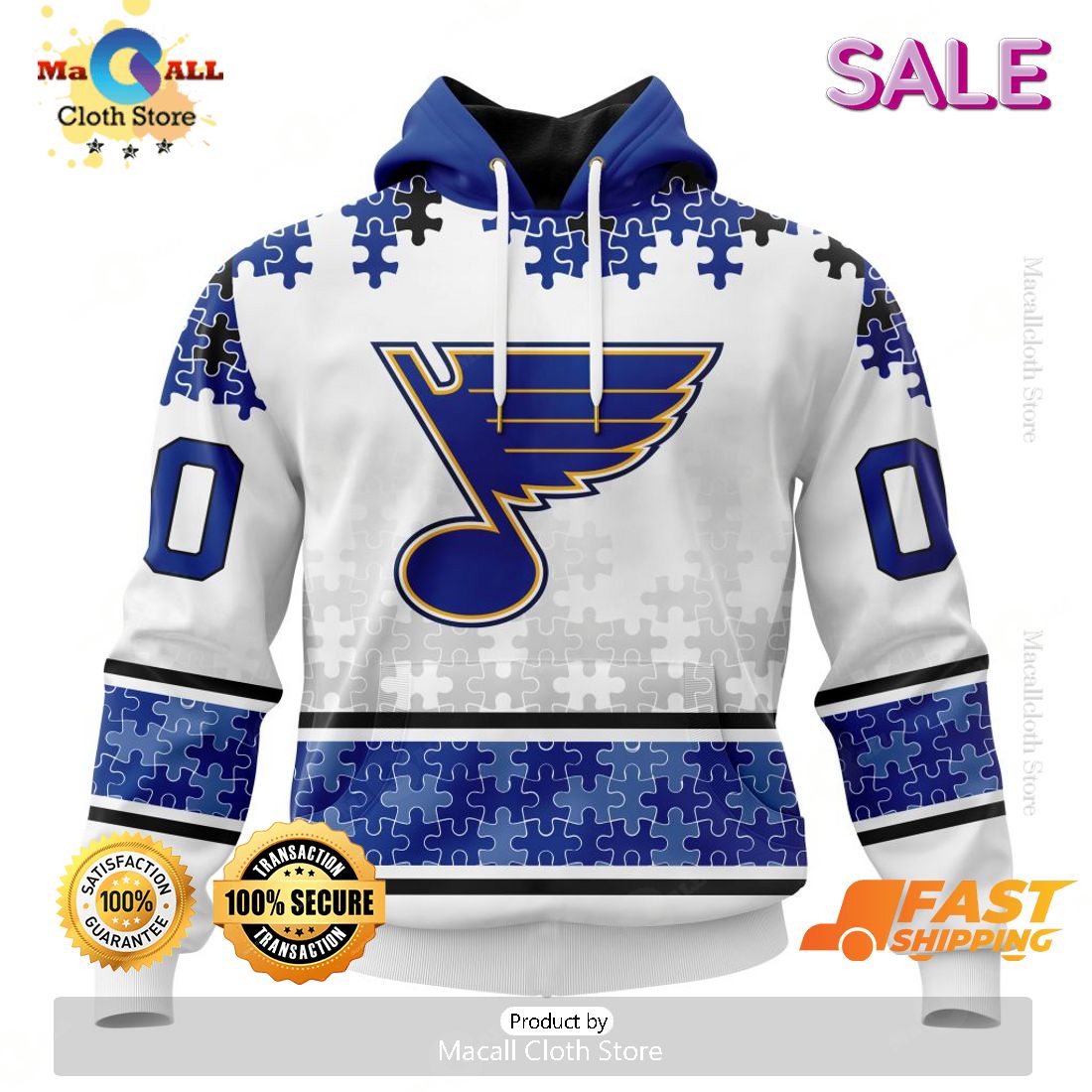 Personalized NHL St. Louis Blues Special Autism Awareness Hoodie 3D Personalized NHL St. Louis Blues Special Autism Awareness Hoodie 3D