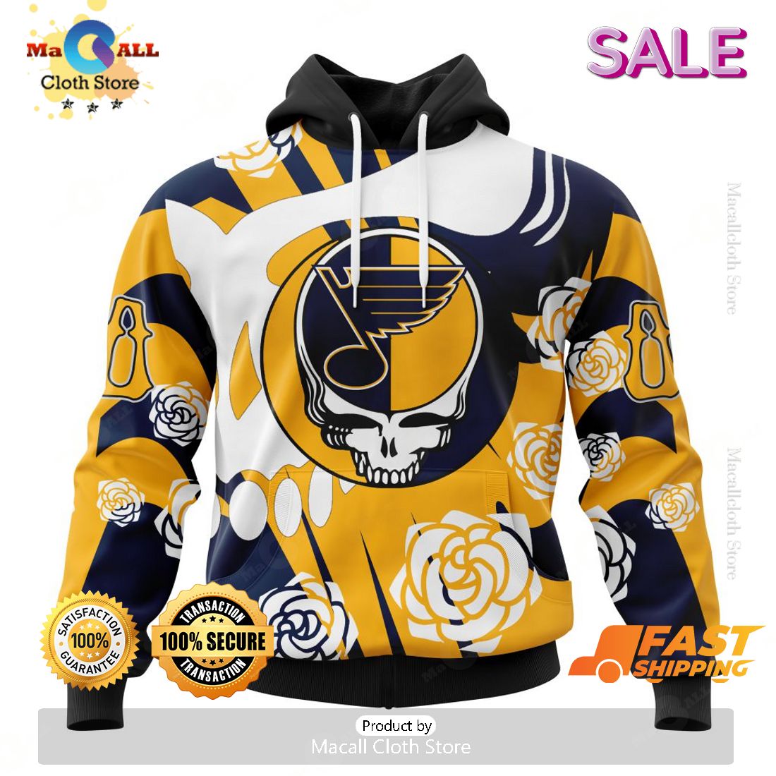 Personalized NHL St. Louis Blues Special Grateful Dead Hoodie 3D Personalized NHL St. Louis Blues Special Grateful Dead Hoodie 3D