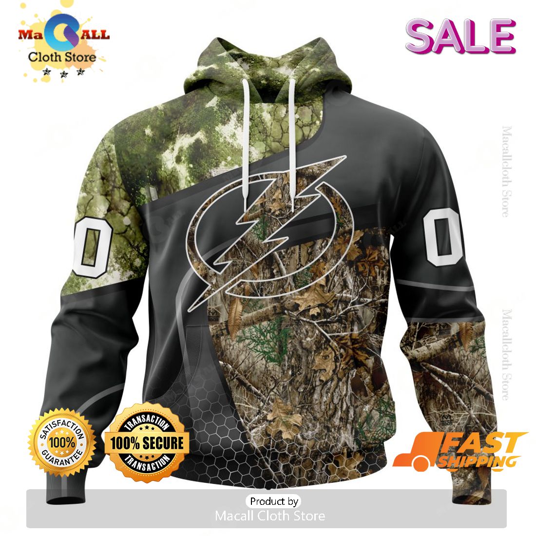 Personalized NHL Tampa Bay Lightning Special Hunting Camo Design Hoodie 3D