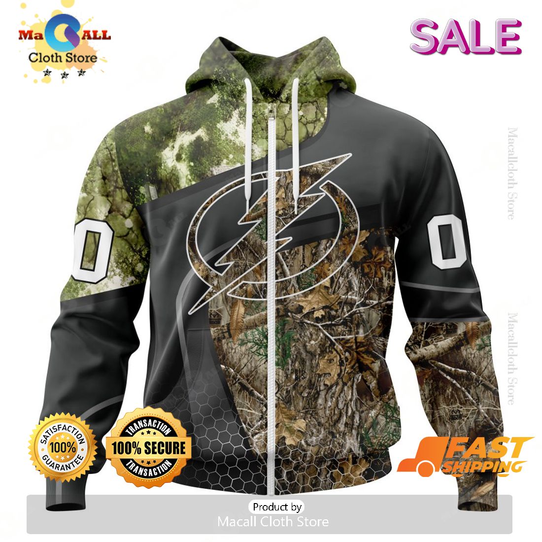 Personalized NHL Tampa Bay Lightning Special Hunting Camo Design Hoodie 3D