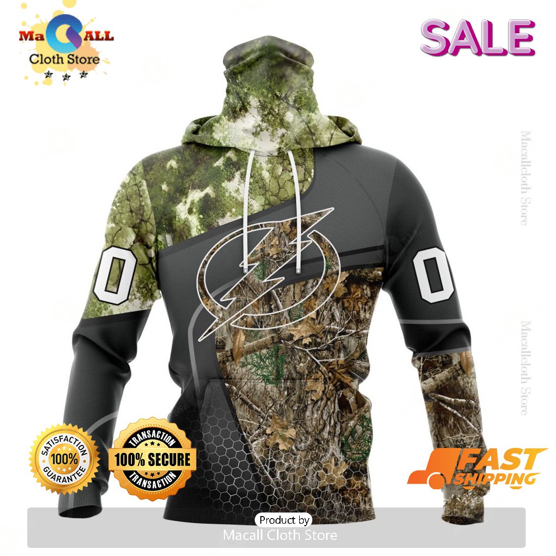 Personalized NHL Tampa Bay Lightning Special Hunting Camo Design Hoodie 3D Personalized NHL Tampa Bay Lightning Special Hunting Camo Design Hoodie 3D