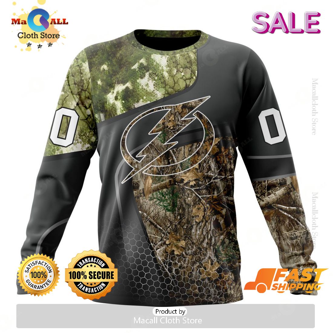 Personalized NHL Tampa Bay Lightning Special Hunting Camo Design Hoodie 3D Personalized NHL Tampa Bay Lightning Special Hunting Camo Design Hoodie 3D