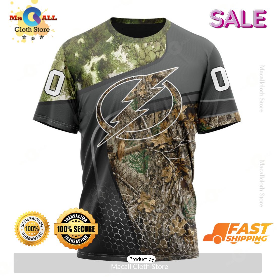 Personalized NHL Tampa Bay Lightning Special Hunting Camo Design Hoodie 3D Personalized NHL Tampa Bay Lightning Special Hunting Camo Design Hoodie 3D