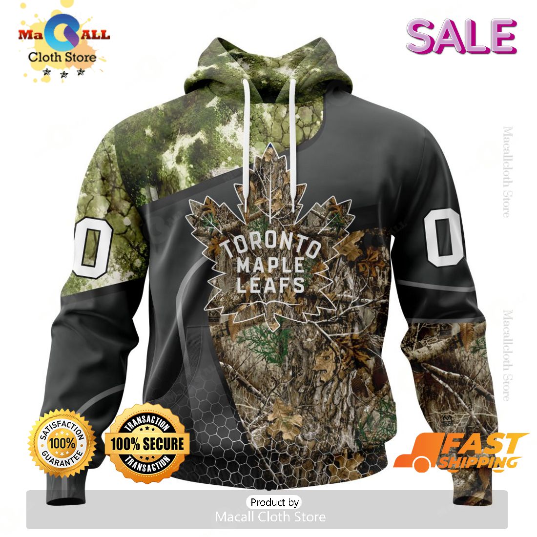 Personalized NHL Toronto Maple Leafs Special Hunting Camo Design Hoodie 3D Personalized NHL Toronto Maple Leafs Special Hunting Camo Design Hoodie 3D