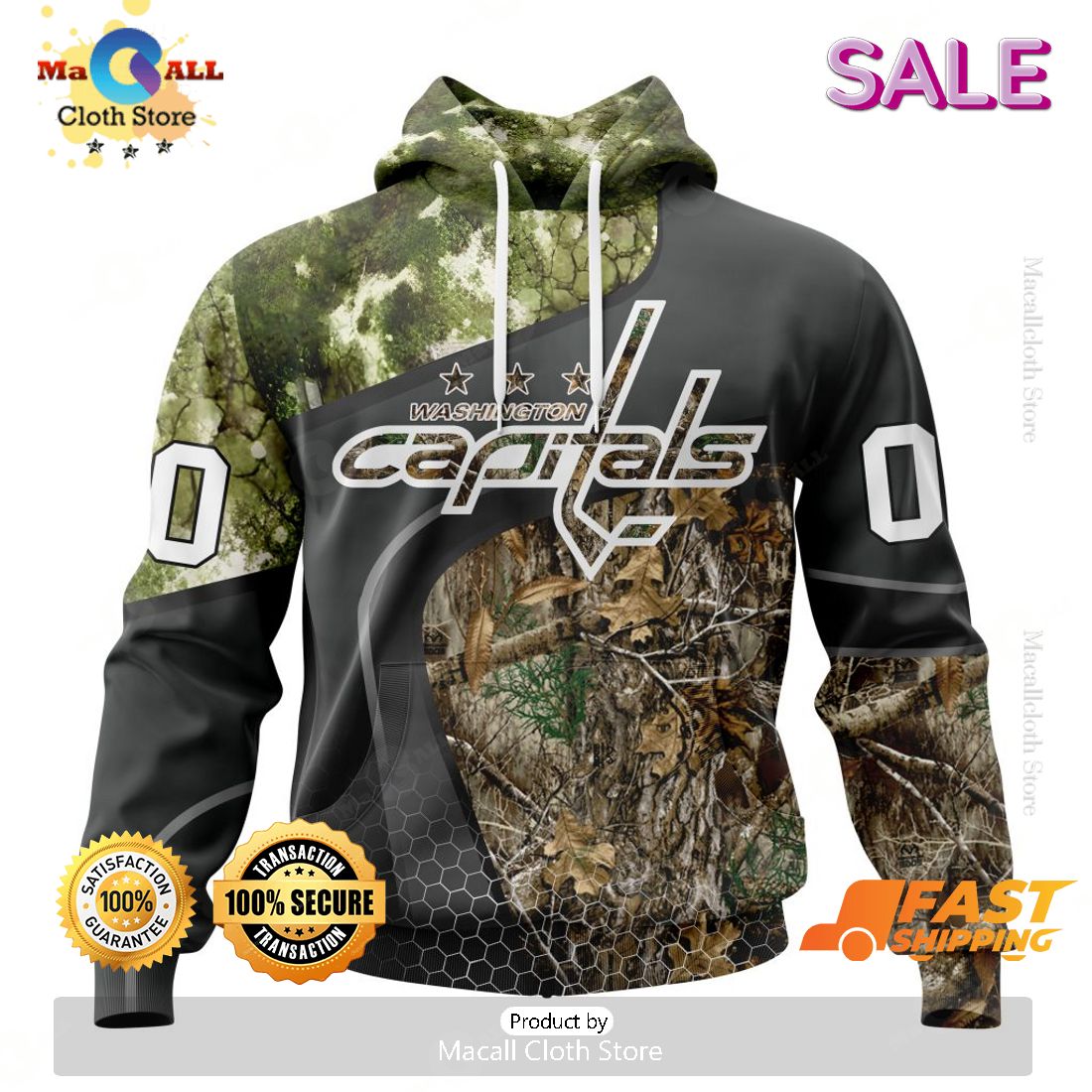 Personalized NHL Washington Capitals Special Hunting Camo Design Hoodie 3D Personalized NHL Washington Capitals Special Hunting Camo Design Hoodie 3D