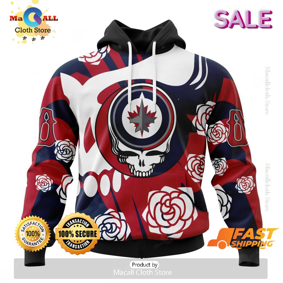 Personalized NHL Winnipeg Jets Special Grateful Dead Hoodie 3D Personalized NHL Winnipeg Jets Special Grateful Dead Hoodie 3D
