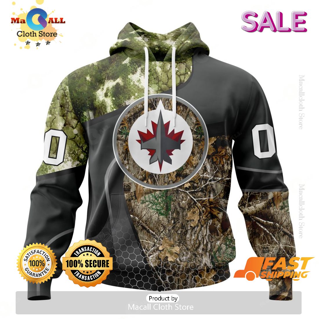 Personalized NHL Winnipeg Jets Special Hunting Camo Design Hoodie 3D Personalized NHL Winnipeg Jets Special Hunting Camo Design Hoodie 3D